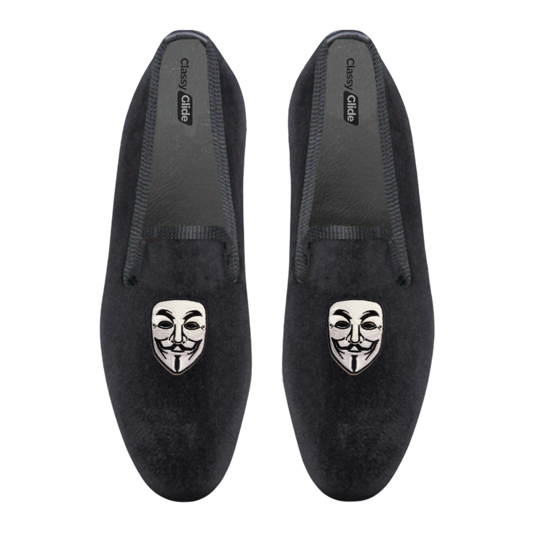 Black embroidered loafers 